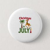 Funny Christmas in July Shirt Santa Giraffe Palm T Button (Vorderseite)
