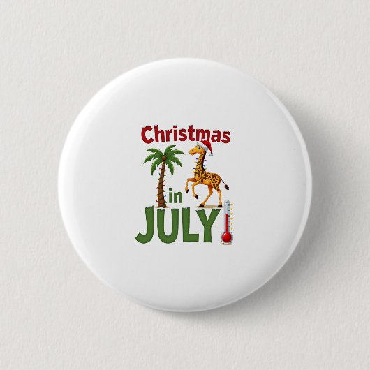 Funny Christmas in July Shirt Santa Giraffe Palm T Button (Vorderseite)