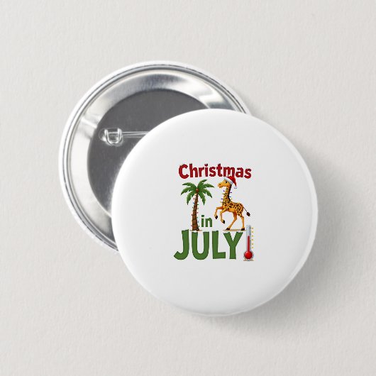 Funny Christmas in July Shirt Santa Giraffe Palm T Button (Vorne & Hinten)
