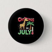 Funny Christmas in July Shirt Santa Giraffe Palm T Button (Vorderseite)