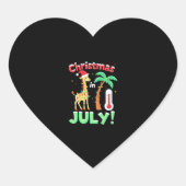 Funny Christmas in July Shirt Santa Giraffe Palm T Herz-Aufkleber (Vorderseite)