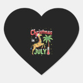 Funny Christmas in July Shirt Santa Giraffe Palm T Herz-Aufkleber (Vorderseite)