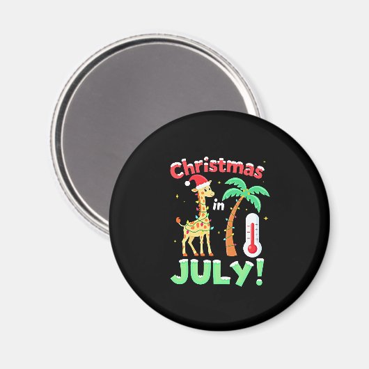 Funny Christmas in July Shirt Santa Giraffe Palm T Magnet (Vorderseite/Rückseite)