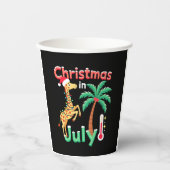 Funny Christmas in July Shirt Santa Giraffe Palm T Pappbecher (Vorderseite)