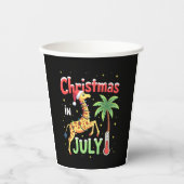 Funny Christmas in July Shirt Santa Giraffe Palm T Pappbecher (Vorderseite)