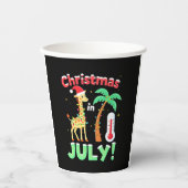 Funny Christmas in July Shirt Santa Giraffe Palm T Pappbecher (Vorderseite)