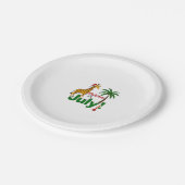 Funny Christmas in July Shirt Santa Giraffe Palm T Pappteller (Schrägansicht)