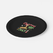 Funny Christmas in July Shirt Santa Giraffe Palm T Pappteller (Schrägansicht)