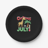 Funny Christmas in July Shirt Santa Giraffe Palm T Pappteller (Vorderseite)