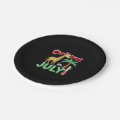 Funny Christmas in July Shirt Santa Giraffe Palm T Pappteller (Schrägansicht)