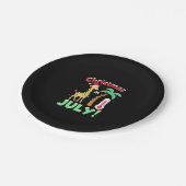 Funny Christmas in July Shirt Santa Giraffe Palm T Pappteller (Schrägansicht)