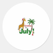 Funny Christmas in July Shirt Santa Giraffe Palm T Runder Aufkleber (Vorderseite)