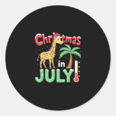 Funny Christmas in July Shirt Santa Giraffe Palm T Runder Aufkleber (Vorderseite)