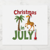Funny Christmas in July Shirt Santa Giraffe Palm T Schaumweinetikett (Einzelnes Label)