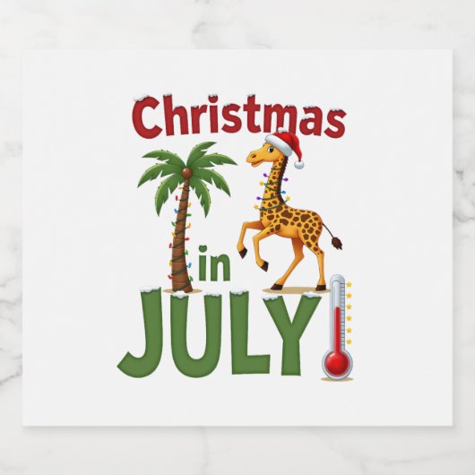 Funny Christmas in July Shirt Santa Giraffe Palm T Schaumweinetikett (Einzelnes Label)