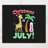 Funny Christmas in July Shirt Santa Giraffe Palm T Schaumweinetikett (Einzelnes Label)