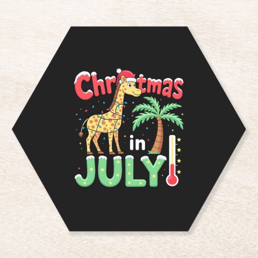 Funny Christmas in July Shirt Santa Giraffe Palm T Untersetzer (Vorderseite)
