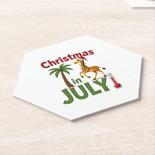 Funny Christmas in July Shirt Santa Giraffe Palm T Untersetzer (angewinkelt)