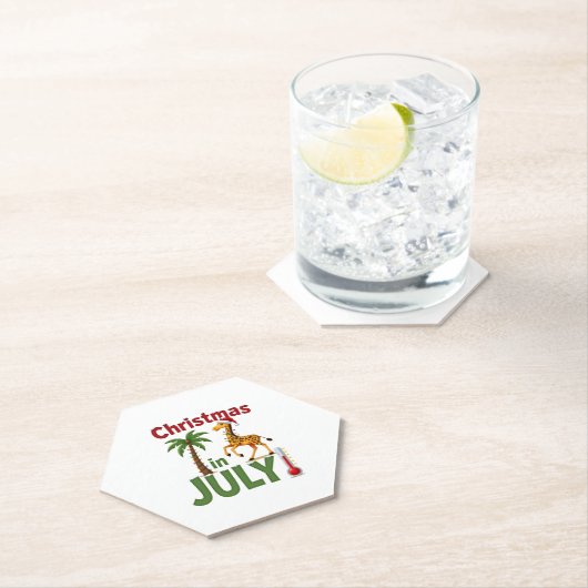 Funny Christmas in July Shirt Santa Giraffe Palm T Untersetzer (Vor Ort)