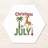 Funny Christmas in July Shirt Santa Giraffe Palm T Untersetzer (Vorderseite)