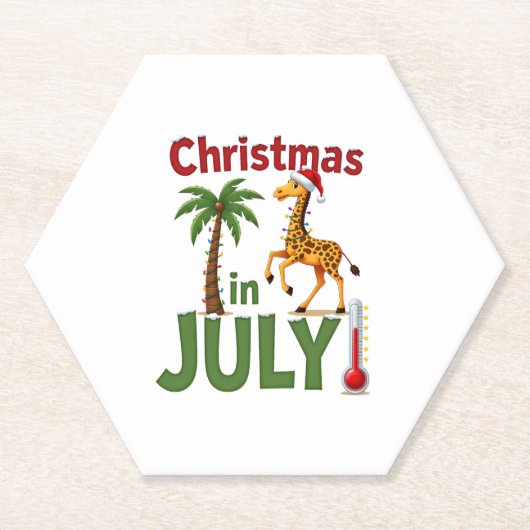 Funny Christmas in July Shirt Santa Giraffe Palm T Untersetzer (Vorderseite)
