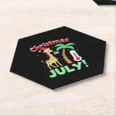 Funny Christmas in July Shirt Santa Giraffe Palm T Untersetzer (angewinkelt)