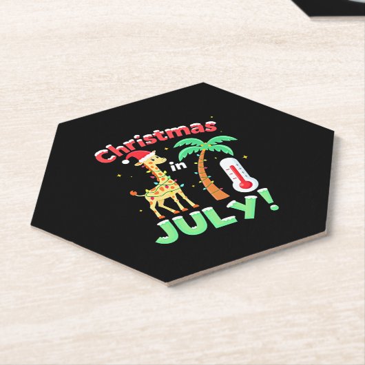 Funny Christmas in July Shirt Santa Giraffe Palm T Untersetzer (angewinkelt)