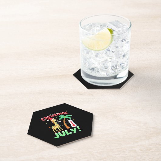 Funny Christmas in July Shirt Santa Giraffe Palm T Untersetzer (Vor Ort)