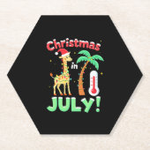 Funny Christmas in July Shirt Santa Giraffe Palm T Untersetzer (Vorderseite)