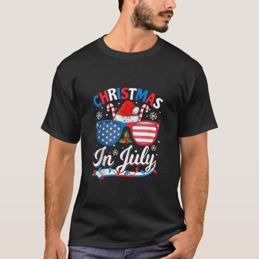 Funny Christmas In July Summer Beach Hawaii Santa  T-Shirt (Vorderseite)