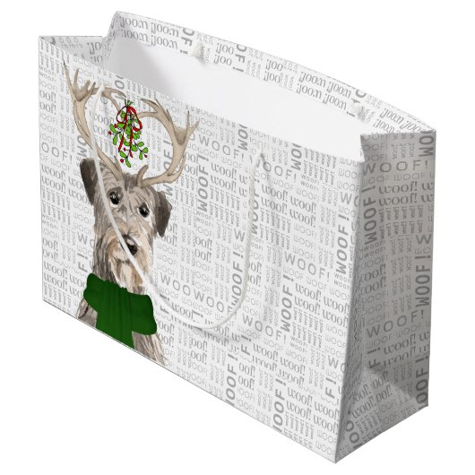 Funny Christmas Irish Wolfhound Dog Lover Große Geschenktüte (Rückseite Schrägansicht)