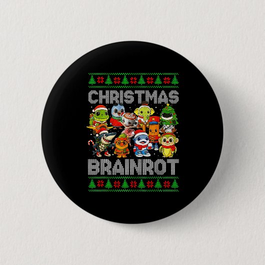 Funny Christmas Italian Brain Rot Italian Brainrot Button (Vorderseite)