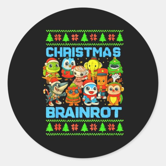 Funny Christmas Italian Brain Rot Italian Brainrot Runder Aufkleber (Vorderseite)