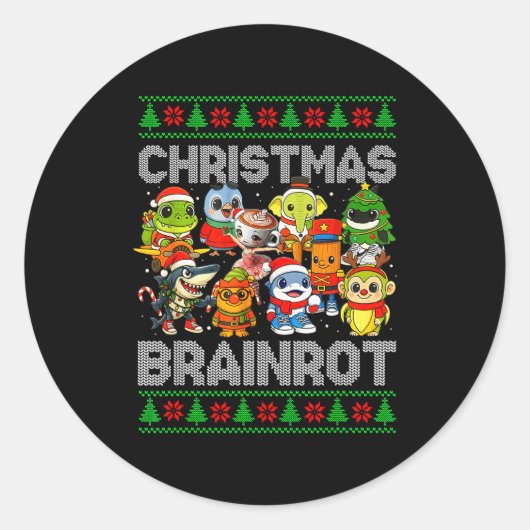 Funny Christmas Italian Brain Rot Italian Brainrot Runder Aufkleber (Vorderseite)