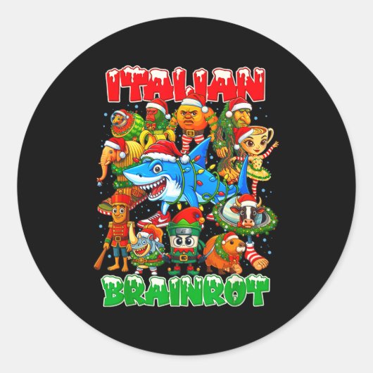 Funny Christmas Italian Brain Rot Italian Brainrot Runder Aufkleber (Vorderseite)