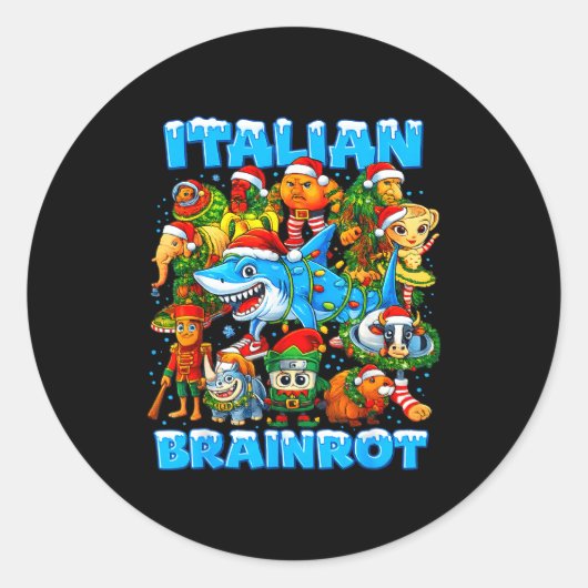 Funny Christmas Italian Brain Rot Italian Brainrot Runder Aufkleber (Vorderseite)