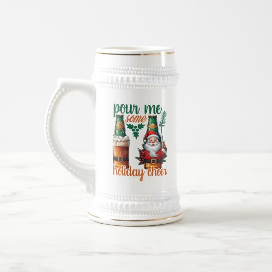 Funny Christmas jubeln Wort Kunst Bierglas (Links)