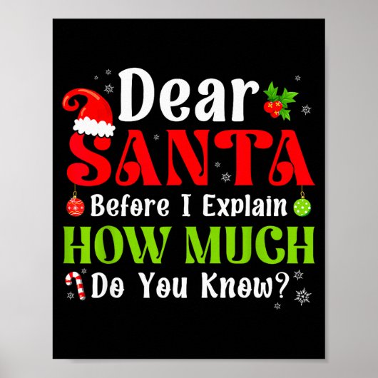 Funny Christmas Kids Boys Girls Dear Santa I Can E Poster (Vorne)