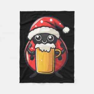 Funny Christmas Ladybug mit Bier-Comic Fleecedecke