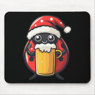 Funny Christmas Ladybug mit Bier-Comic Mousepad