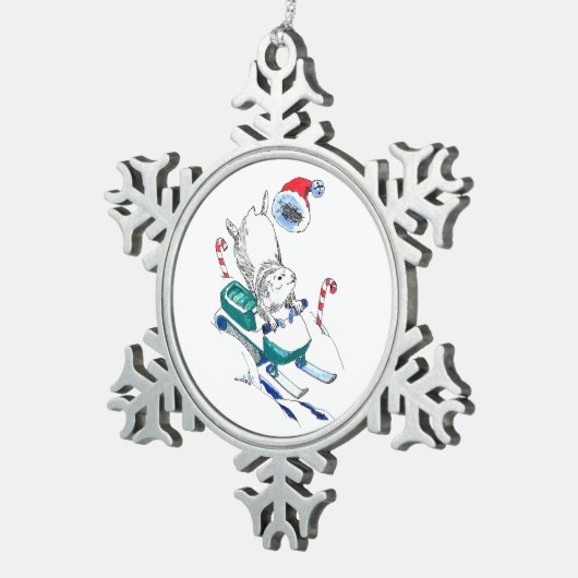 Funny Christmas Lemming Snowmachine Tree Schneeflocken Zinn-Ornament (Rechts)