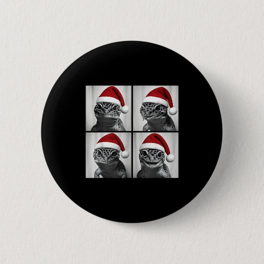 Funny Christmas Leopard Gecko Santa Photo Booth Button (Vorderseite)
