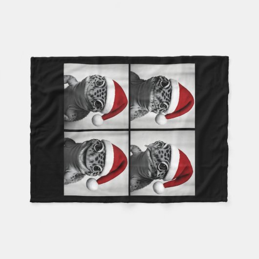 Funny Christmas Leopard Gecko Santa Photo Booth  Fleecedecke (Vorderseite (Horizontal))