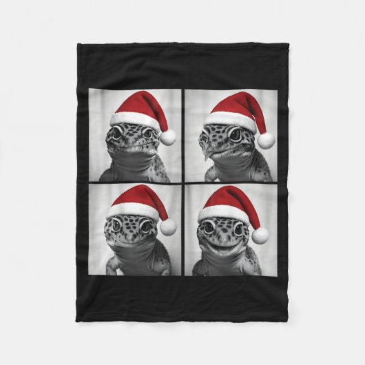 Funny Christmas Leopard Gecko Santa Photo Booth Fleecedecke (Vorderseite)