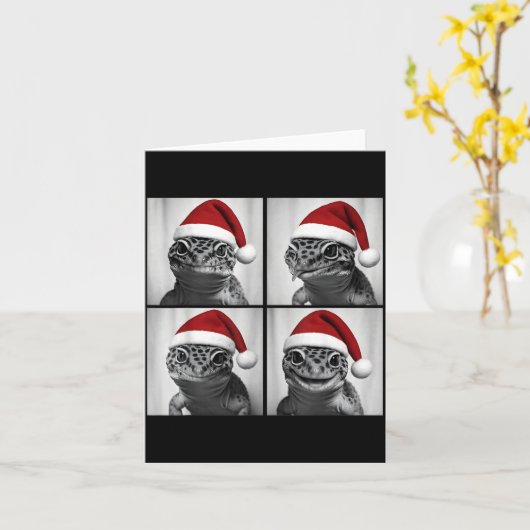 Funny Christmas Leopard Gecko Santa Photo Booth Karte (Gelbe Blume)