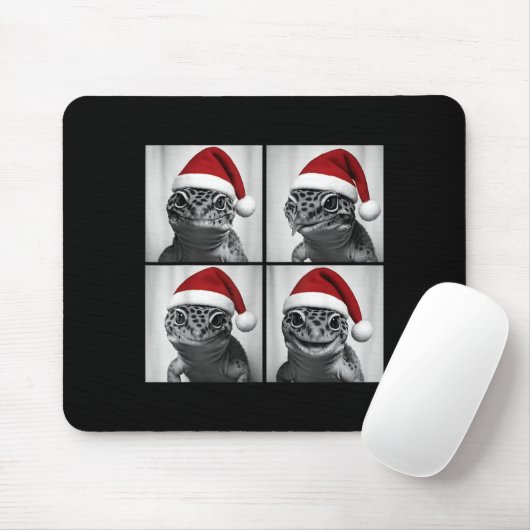 Funny Christmas Leopard Gecko Santa Photo Booth  Mousepad (Mit Mouse)