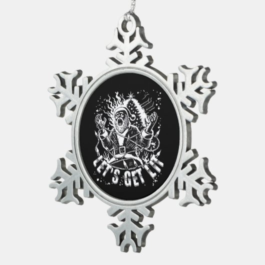 Funny Christmas Let's Get Lit Party Classic Schneeflocken Zinn-Ornament (Rechts)