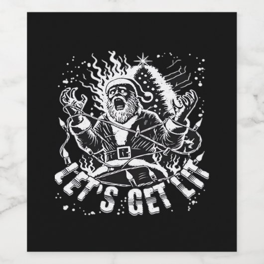 Funny Christmas Let's Get Lit Party Classic Weinetikett (Einzelnes Label)