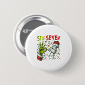 Funny Christmas Lights 6 7 Meme Six Seven Matching Button (Vorne & Hinten)