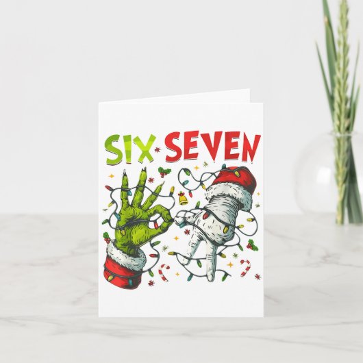 Funny Christmas Lights 6 7 Meme Six Seven Matching Karte (Vorderseite)